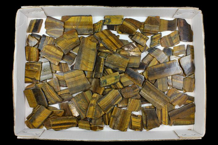 Lot: lbs Polished Tiger's Eye Slabs - + Pieces #147320